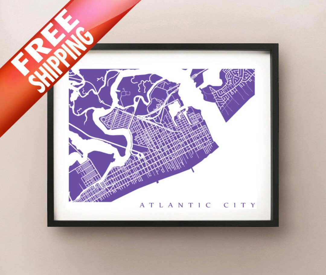 Atlantic City, New Jersey Map Print - Etsy