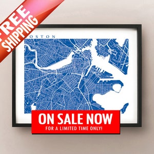 Boston Map Print: Customizable Colors, Massachusetts Street Art