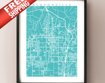 Bentonville, AR Map Print - Arkansas poster