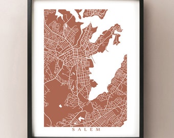 Salem Kaart - Massachusetts Poster Print