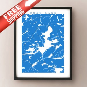 Drag Lake Map Print - Haliburton, Ontario Art - Cartel de Canadá