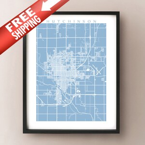 Hutchinson Map Print - Kansas Poster Art