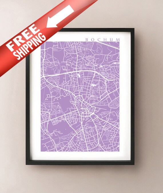 Bochum Map Germany Poster Print Bochum Karte | Etsy