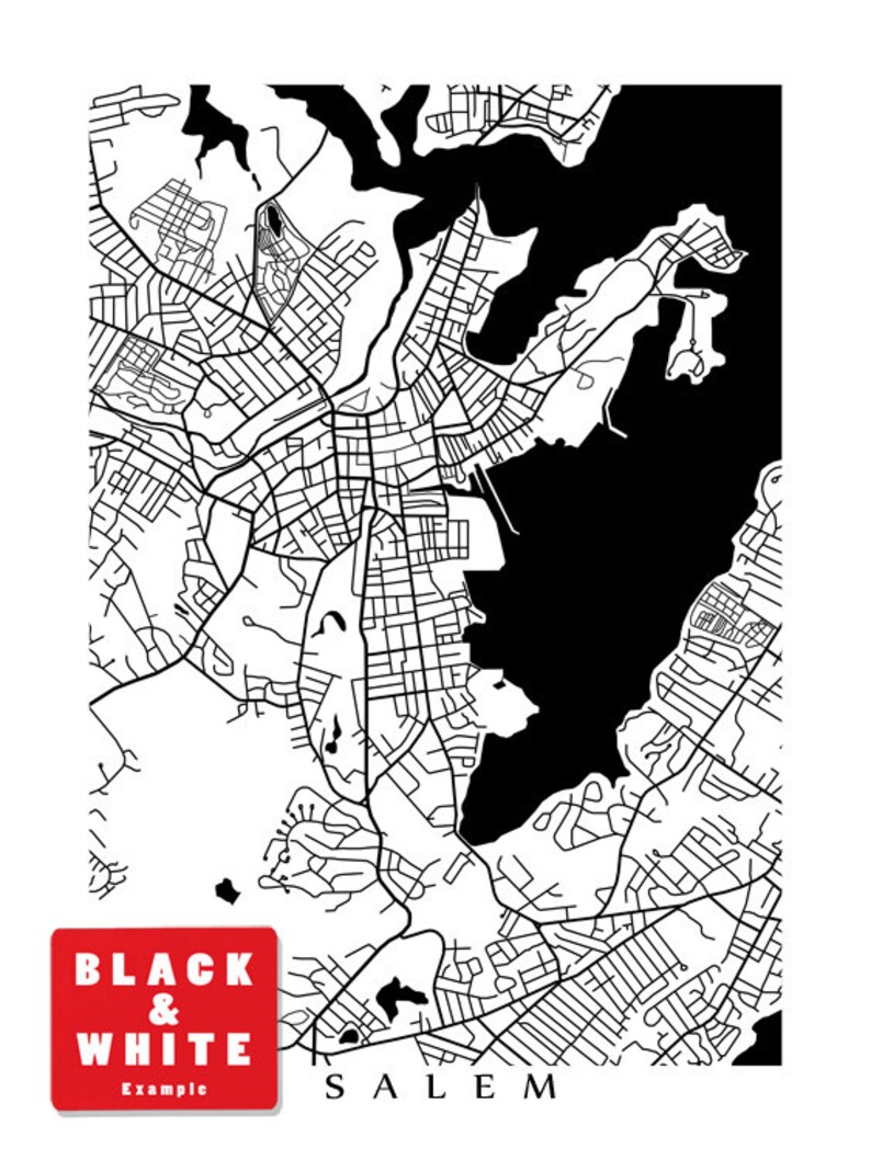 Salem Map Massachusetts Poster Print - Etsy