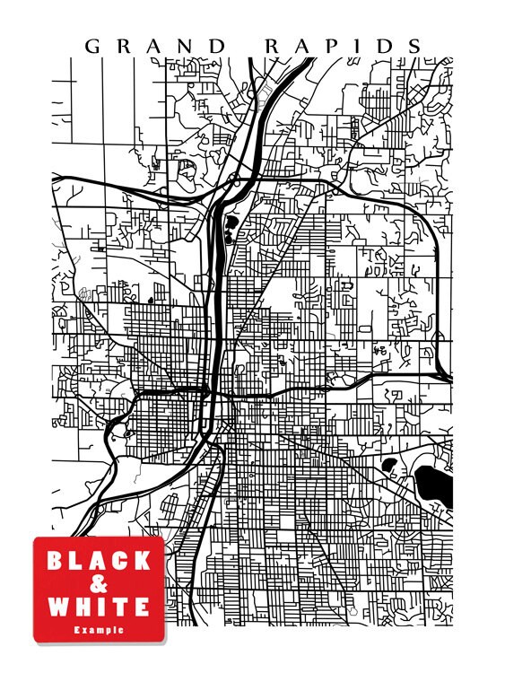 Grand Rapids Map Print Michigan Poster | Etsy