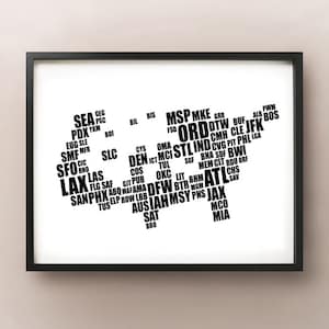Carte de typographie du code de l'aéroport des États-Unis
