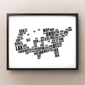 United States Airport Code Typography Map