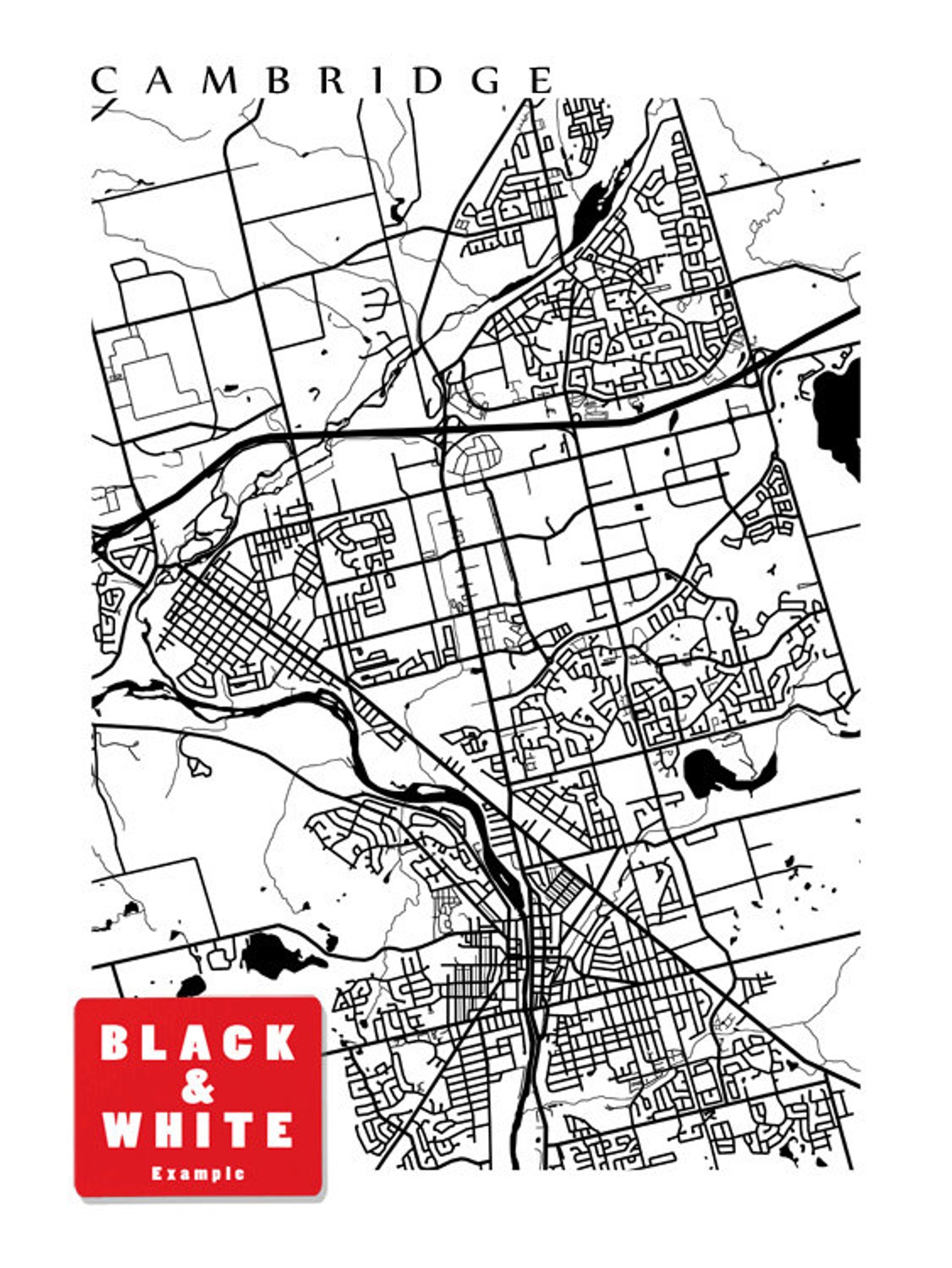 Cambridge ontario map print etsy