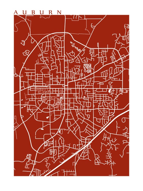Auburn Map Print Alabama Poster | Etsy