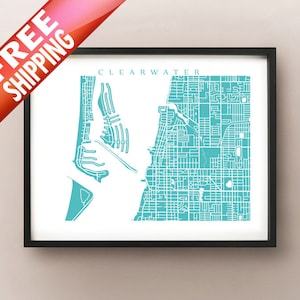 Clearwater Kaart Print - Florida Poster