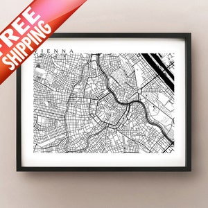 Print carte de Vienne - Art du Mur Noir et Blanc