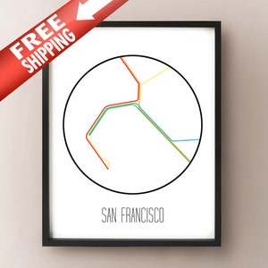 San Francisco Bay Area - Minimalistischer Metro Subway Kunstdruck - BART