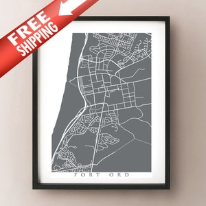 Poster Impressão do mapa de Fort Ord - arte da Califórnia