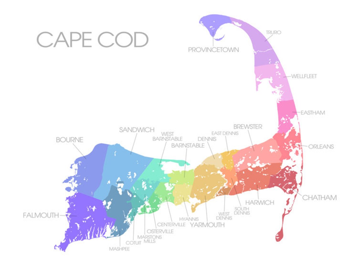 Cape Cod MA State Map Custom Print - Etsy