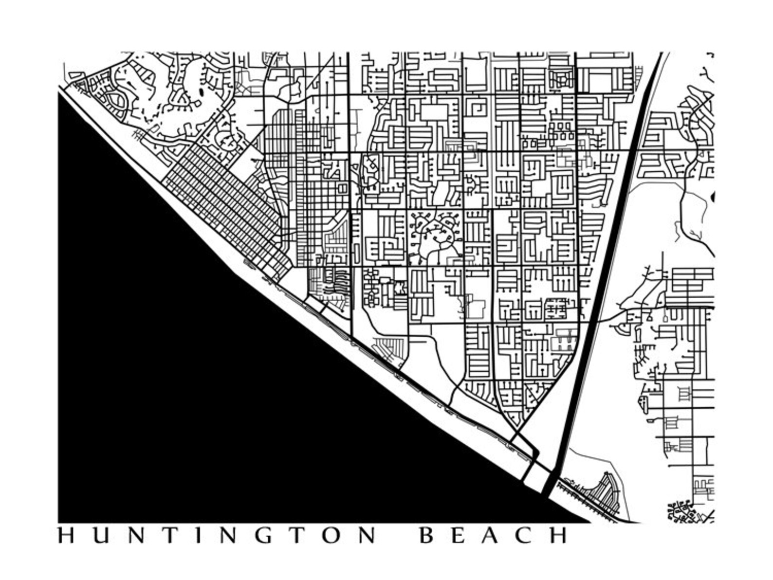 Huntington Beach Map Print California Poster Etsy