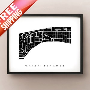 Carte des plages supérieures - Toronto Neighbourhood Art Print