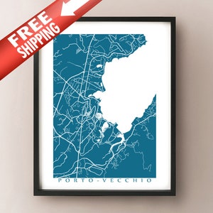 Porto-Vecchio, Córcega, Francia Mapa Impresión - Corse