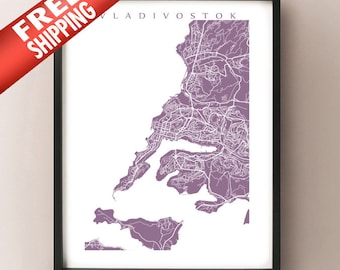 Vladivostok Map Print - Russia Art Poster