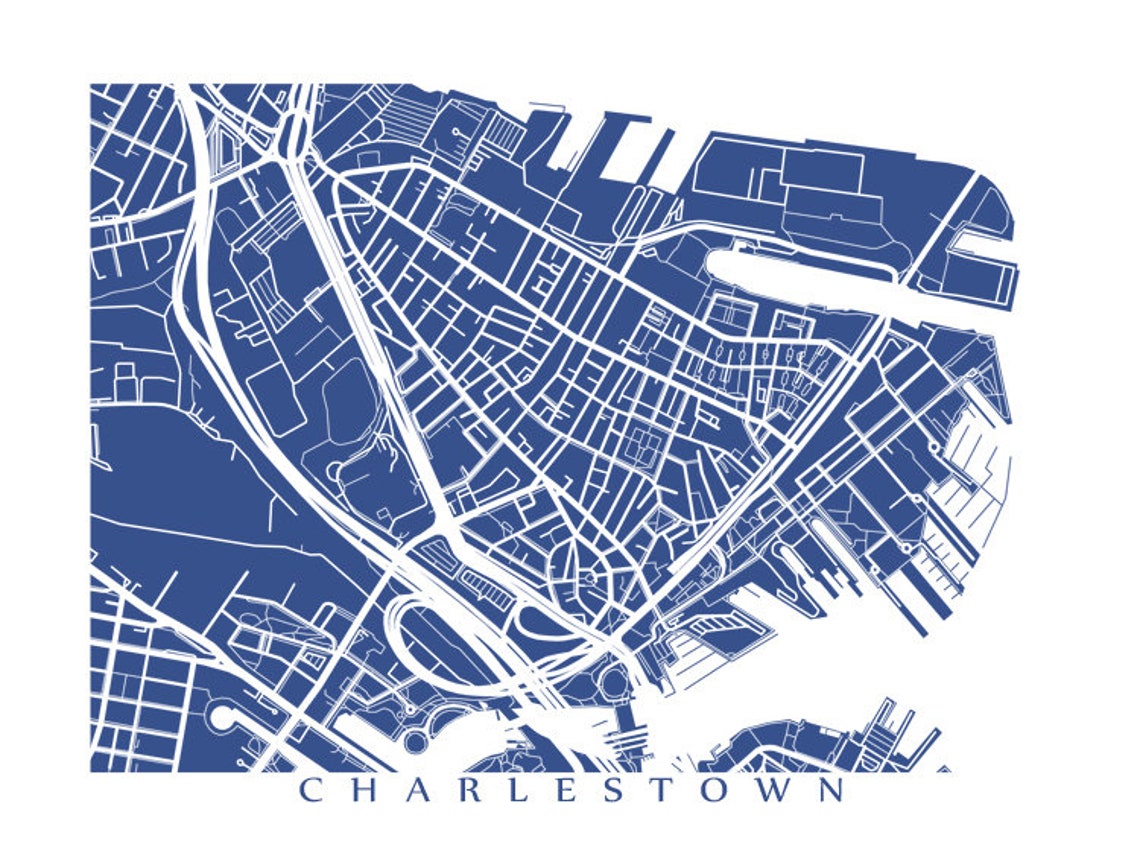 Charlestown Boston MA Map Print Massachusetts Poster | Etsy