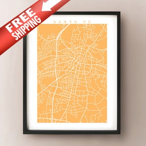 Santa Fe Karte Kunst - New Mexico Poster
