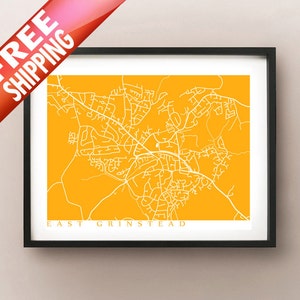 East Grinstead Mapa Impresión - Arte de pared del Reino Unido - Cartel de Inglaterra