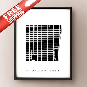 Carte de Midtown East - Manhattan, NYC Neighborhood Art Print