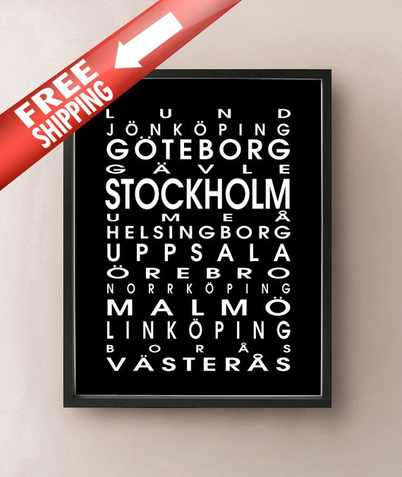 Sweden Bus Roll Map Print | Etsy