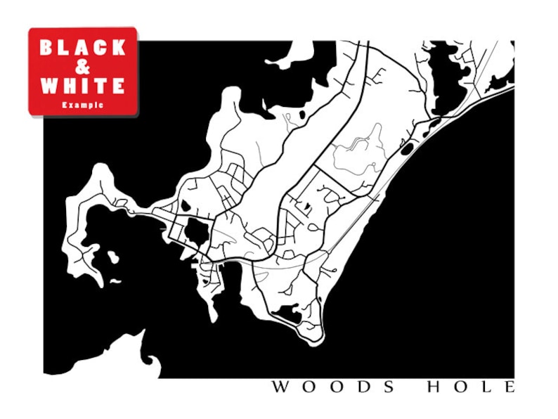 Woods Hole Map Print Massachusetts Art Poster Etsy