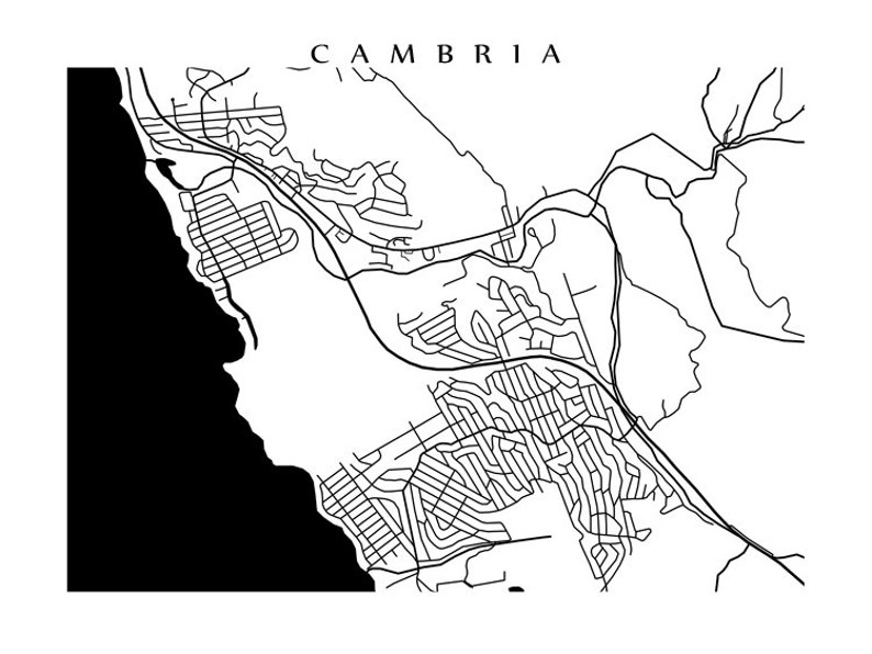 Cambria Map Print California Poster Etsy