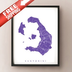 Santorini, Griechenland Karte Print - Thera Kunstposter - 2000 /2000