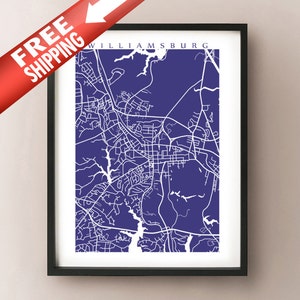Williamsburg Map - Virginia Poster