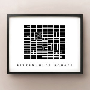 Mapa de Rittenhouse Square - Impresión de arte de barrio de Filadelfia