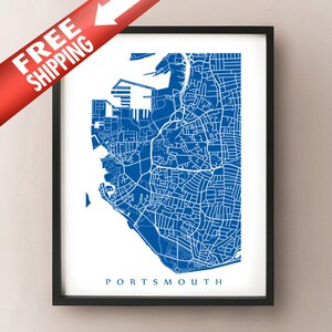 Portsmouth Mapa Impresión - Arte de pared del Reino Unido - Cartel de Inglaterra