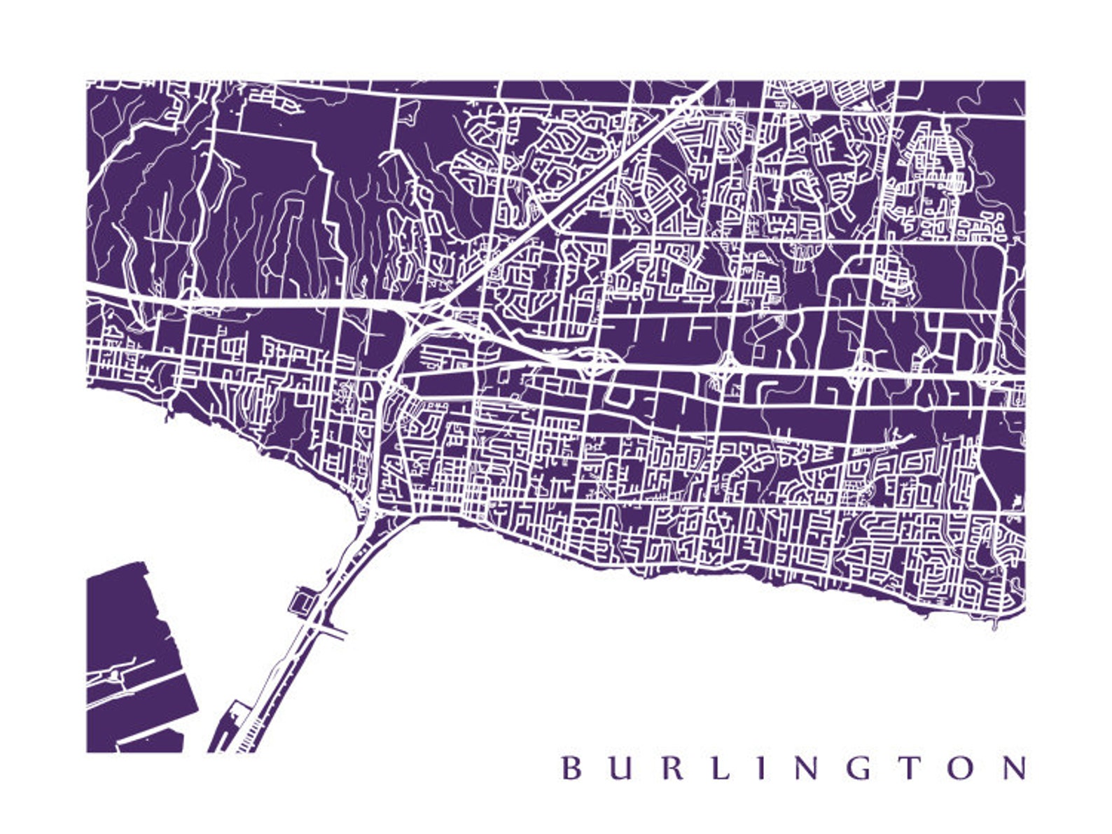 Burlington Map Print Ontario Poster Art Etsy