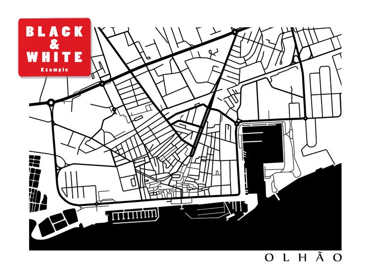 Olhão Map Print Portugal Art Poster Etsy