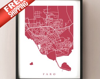 Faro Map Print - Portugal Art Poster