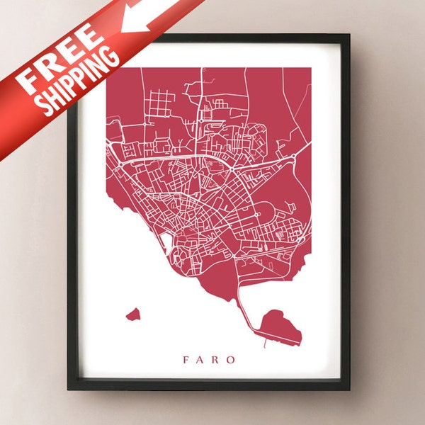 Faro Map Print - Portugal Art Poster
