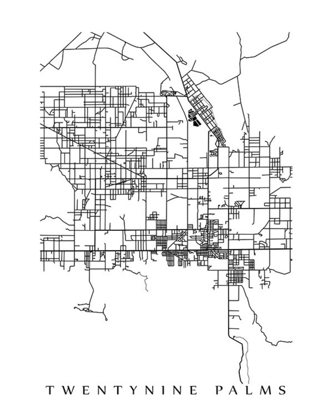 Twentynine Palms Map Art California Poster Print Etsy