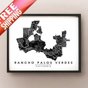 Rancho Palos Verdes, CA - Mapa de límites de la ciudad imprimir