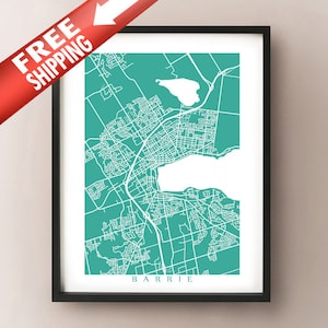 Barrie Map Print - Affiche d'art de l'Ontario