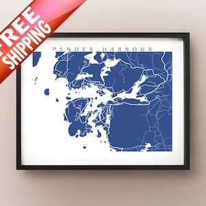 Pender Harbour, Sunshine Coast, BC Map Poster Print British Columbia, Canada image 1