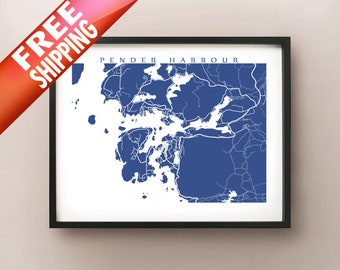 Pender Harbour, Sunshine Coast, BC Map Poster Print - British Columbia, Canada