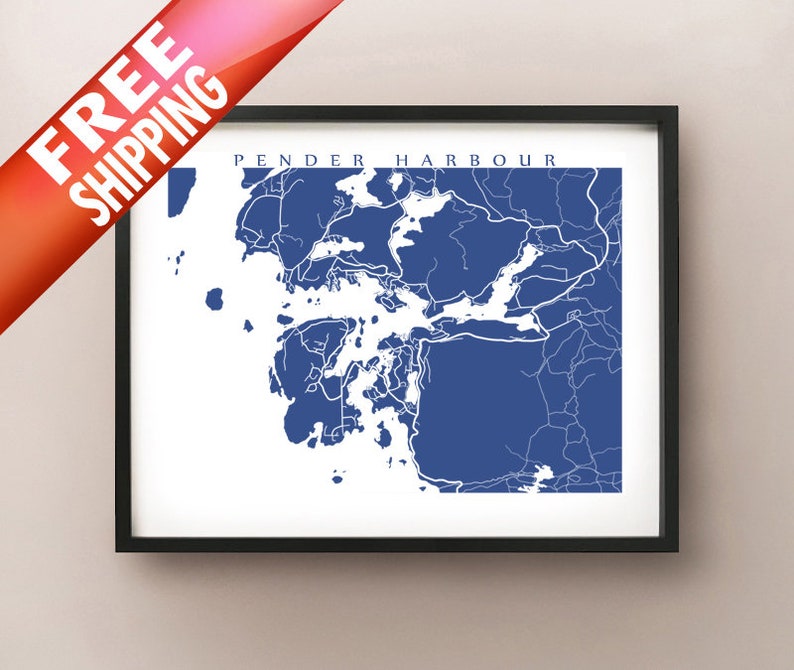 Pender Harbour, Sunshine Coast, BC Map Poster Print British Columbia, Canada image 1