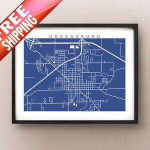 Greensburg, EN impresión de arte de mapa