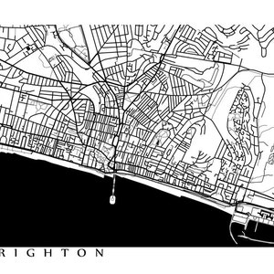 Brighton Map Print - UK Wall Art - England Poster - Etsy