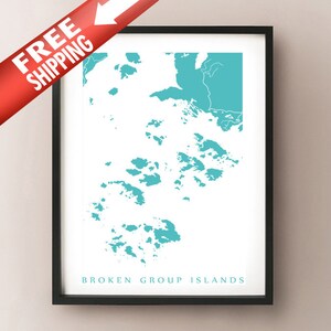 Broken Group Islands, Barkley Sound, BC Map Poster Print - Colombie-Britannique, Canada