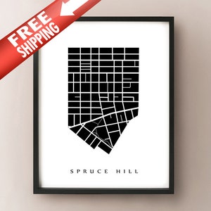 Fichte Hill Karte - Philadelphia Nachbarschaft Kunstdruck
