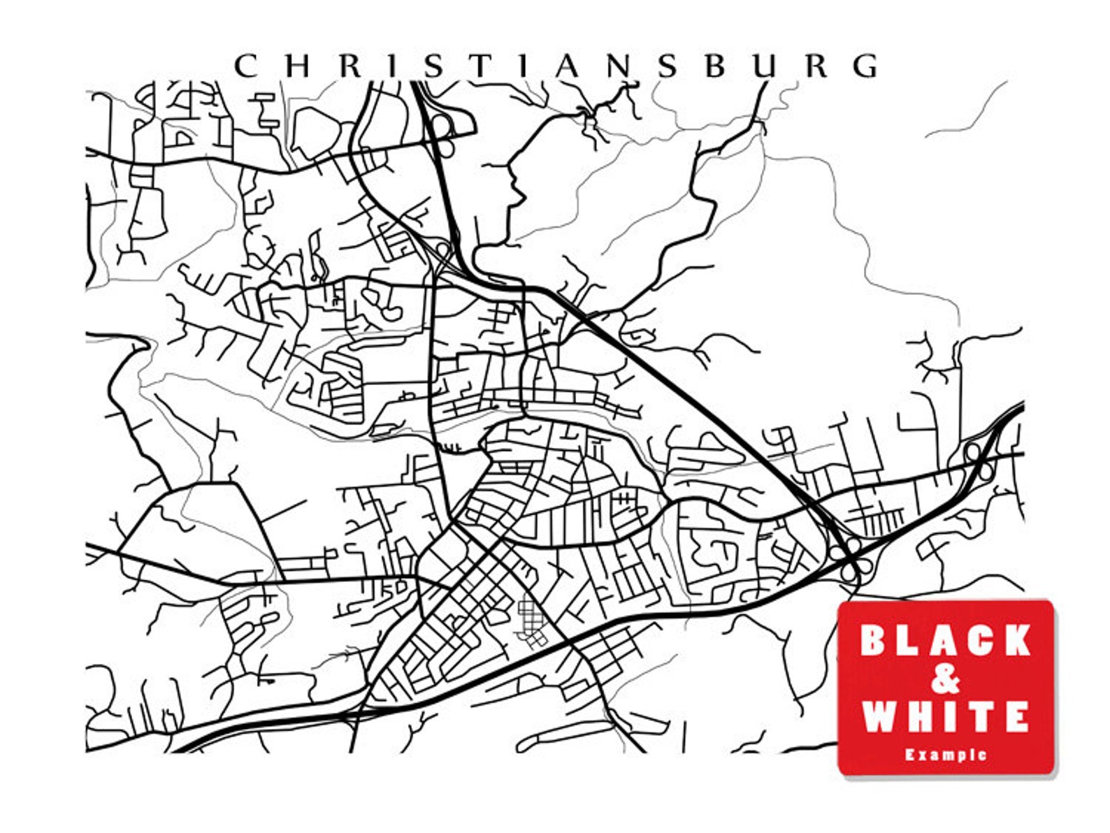 Christiansburg VA Map Print Virginia Poster Etsy