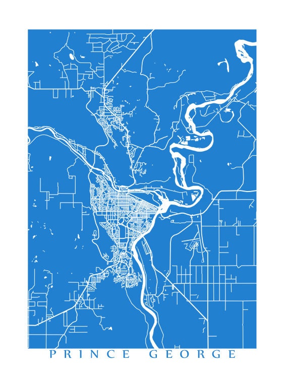 Price George Map Prince George Map Poster Print - BC, Canada - Etsy