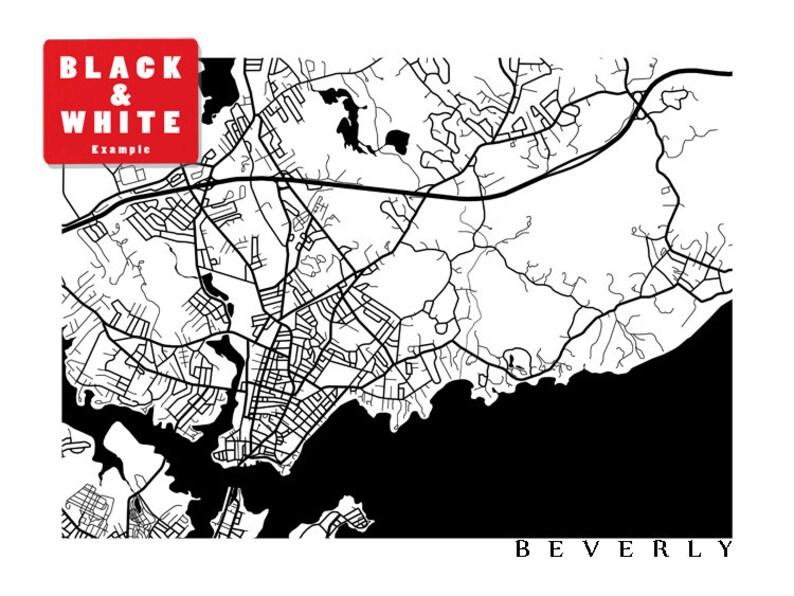 Beverly Massachusetts Map Print FREE SHIPPING | Etsy